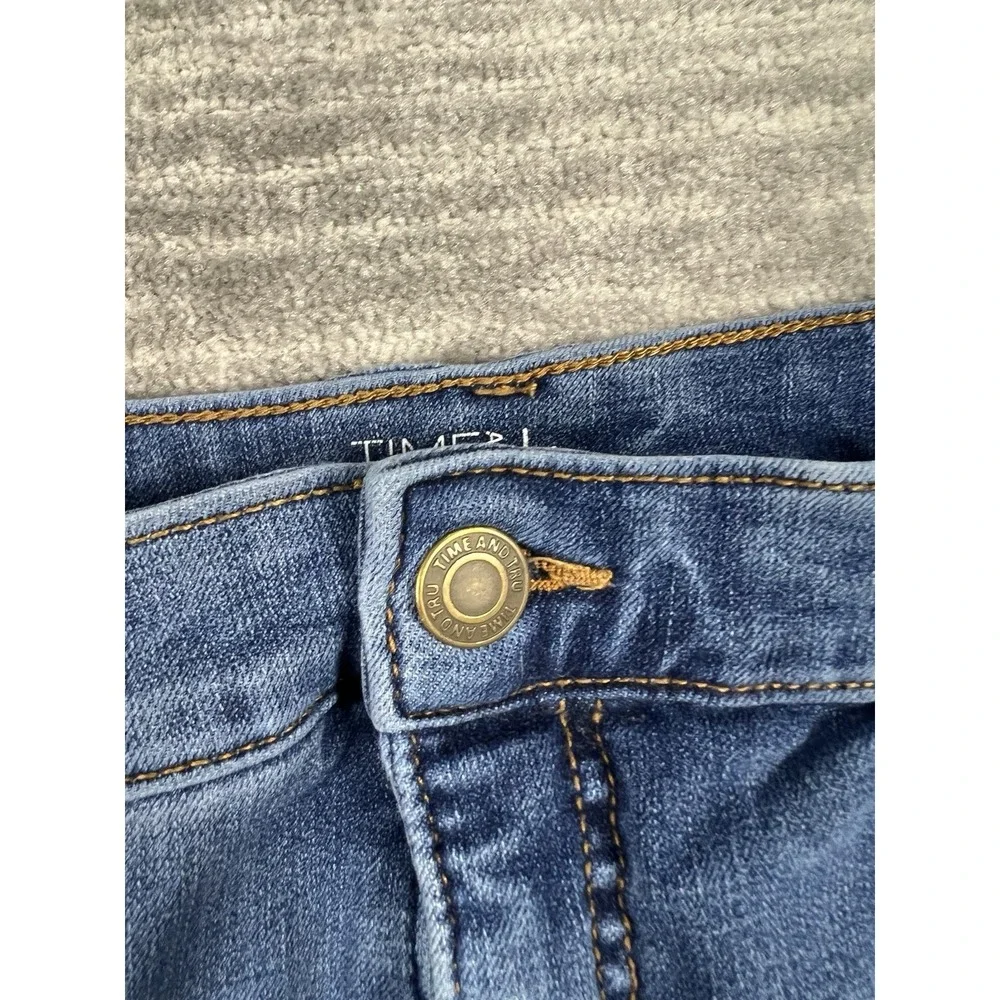 Time and Tru Jeans Womens‎ 14 Blue Denim Cotton Blend High Rise Skinny